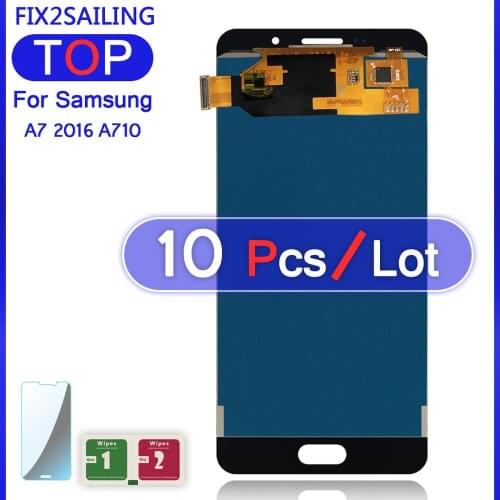 10Pcs Lcds A7 For Samsung Galaxy A7 2016 A710 A7100 A710F A710M Super TFT LCD Display 100% Tested Working Touch Screen Assembly