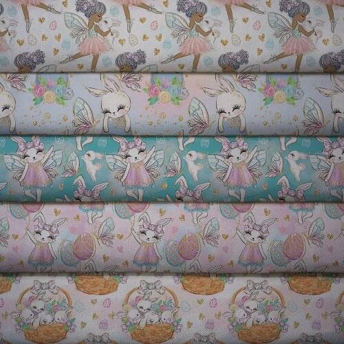 140cm*50cm Easter Cartoon Printed Polyester Fabric Cotton Patchwork For Sewing Dress Cloth Making Puppet L8400