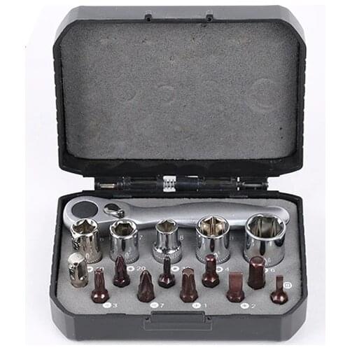 16 IN 1 Mini ratchet Spanner wrench bit set 72Gears sleeve screwdriver set