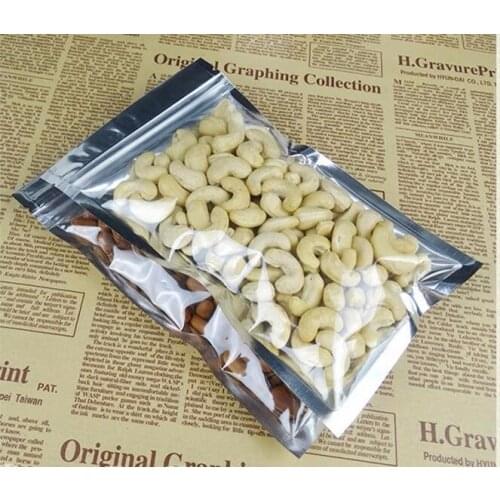30x40cm Large Silver Aluminium foil and front clear Zip Lock bag plastic pouch resealable food packaging zipper bag