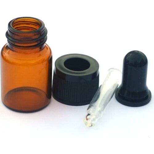 5pcs Mini 5ml Thick Amber Glass Dropper Bottle with Pure Glass Dropper Perfume Sample Tubes Essential Oil 5cc Vial