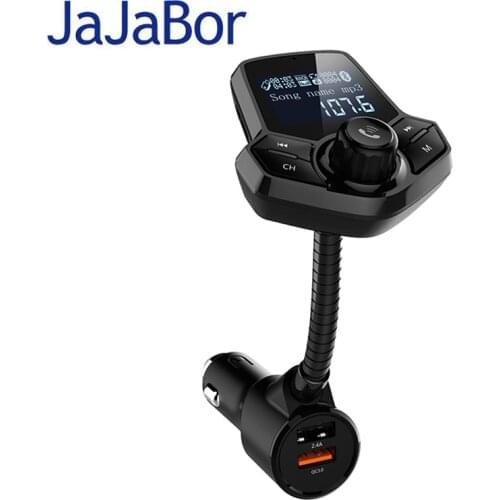 JaJaBor Bluetooth Car Kit Handsfree Wireless FM Transmitter Bluetooth 3.5MM AUX Audio MP3 Play Dual USB with Quick Charge QC3.0