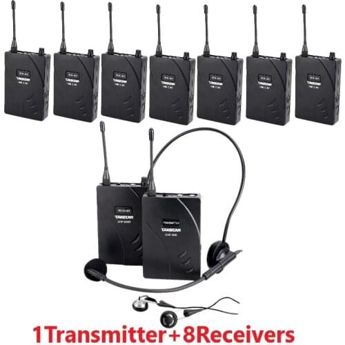 Takstar UHF-938/ UHF 938 UHF frequency Wireless Tour Guide System 50m Operat Range 1 Transmitter+ 8 Receivers for Tour guiding