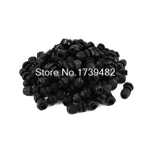 Black Plastic Waterproof Connector Cable Gland M12 3-6mmm 100 Pcs