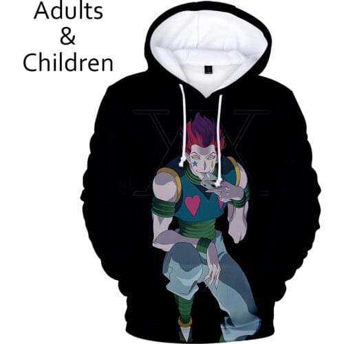 Black Hooded 3D Hisoka Hoodies Sweatshirts Men Women Hoodie Fashion Harajuku Autumn Kids 3D Comic Hisoka boys girls pullovers