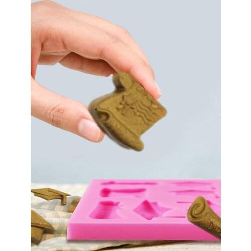 DIY Graduation Shape Silicone Mold Bachelor Cap Fondant Cake Mold Cupcake Topper Fondant Party Cake Decorating Kitchenware