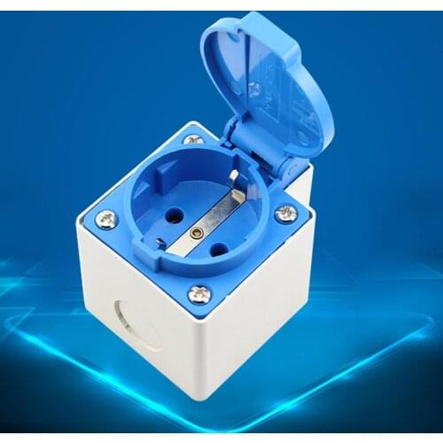 EU Plug 16A 250V IP44 Waterproof Outdoor Bathroom Electrical Power Socket Outlet Set