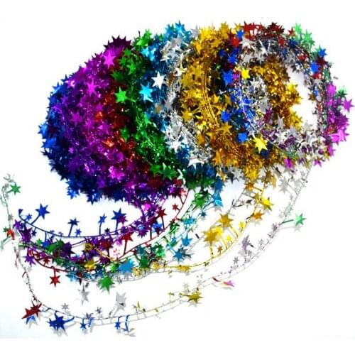 21 meters,Holiday decorations wrought iron five-pointed star hanging ribbon color bar Garland party decoration