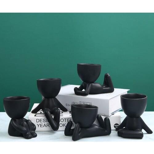 Pot DeFleurs EnCéramique Créative Pour Petites Personnes Ornements De Fenêtre De Bureau Accessoires De Décoration Pour La Maison