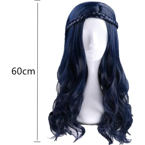 Mal Descendants 3 evie Cosplay Movie Descendants 2 Evie cosplay Dark Blue Long Wavy Wig hair Adult Halloween costume accessories