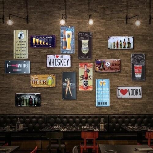 Metal Tin Signs BEER GLASS CAR PLATE Vintage Tin Sign Bar pub home Plaque Iron Painting Wall Decor Poster