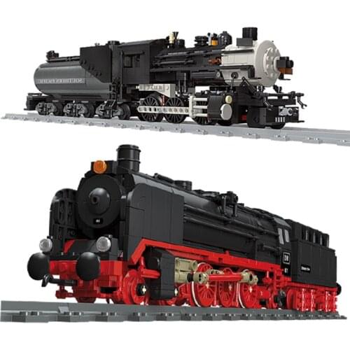 2021Pass rail steam model railway set building block locomotive long-distance train DIY adult childrens toy birthday gift