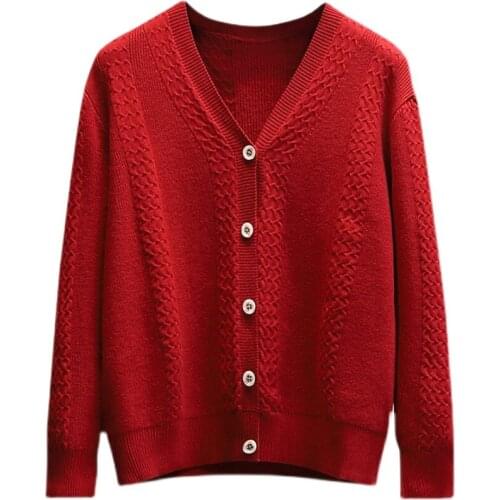 Solid V-neck Sweater Women Vintage Loose Soft Knitted Cardigans Long Sleeve Autumn Coats 2021 Female Winter Plus Size Tops