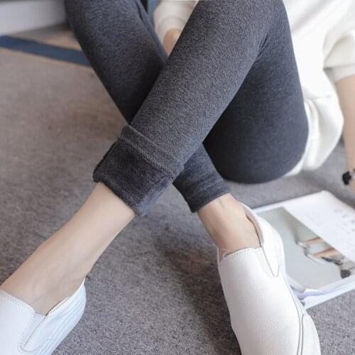 2020 Autumn and Winter Warm Super Soft Leggings Plus Velvet Thickened Belly Lift Adjustable Waist Pregnant Women Pants