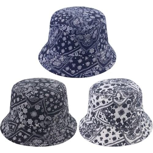 Vintage Printing Bucket Hat Spring Summer Paisley Reversiable Fisherman Hat Casual Outdoor Foldable Fishing Hat For Women Men