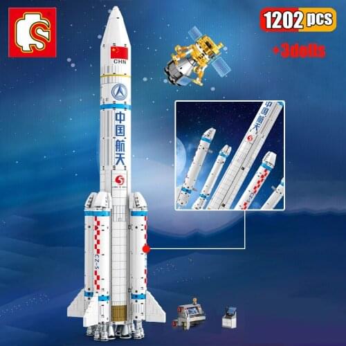 SEMBO 1202Pcs Chinese Technic Cryogenic Liquid Bundling Carrier Rocket Building Blocks Model Aerospace Education Toys For Kids