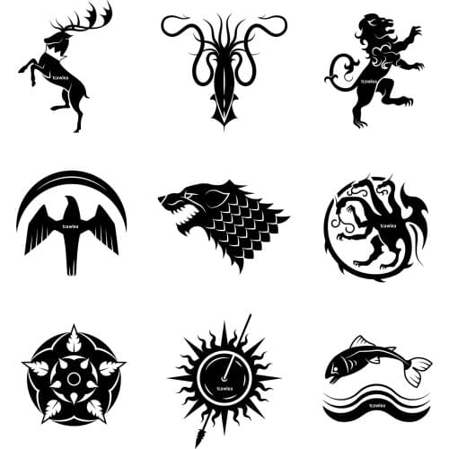 Family Crest Metal Cutting Dies Wolf Dragon Deer Fish Sun Bird Stencil for DIY Scrapbooking Cards Decorative