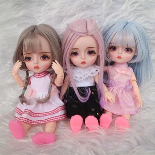 16cm Wig BJD Doll Movable Joints Cute Face DIY Bjd Dolls with Big Eyes Bjd Toys Gifts for Girl Handmand Toy