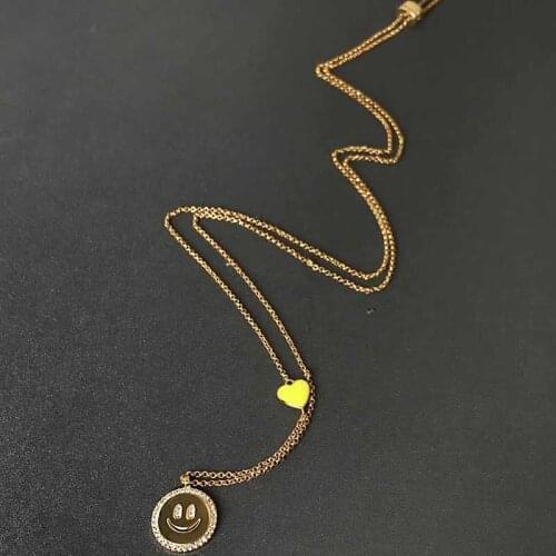 UMGODLY Fashion Brand Necklace Gold Color Smiling Face Pendant An Afternoon At The Beach Love Heart Series Women Jewelry