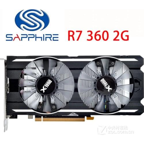 SAPPHIRE R7 360 2G D5 Video Cards R7 360 2GB Graphics Card GDDR5 128bit For AMD R7 series Radeon R7 360 R7360 2GB HDMI DVI Used