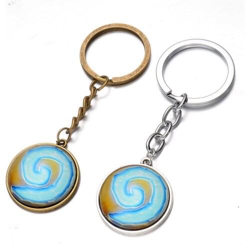 WoW World of Warcraft Hearthstone Glass Round Pendant Charm Keychain Jewelry Chain Blue PendantS men Jewelry women gift