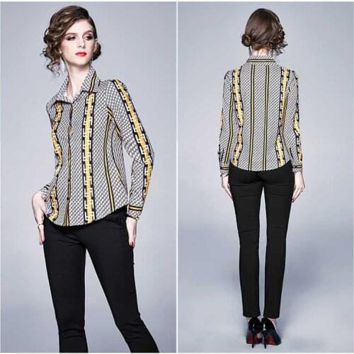 Checked blouse women Floral Printing blusas mujer de moda 2020 Long Sleeves blusas de mujer Spring Autumn Casual blouse femme