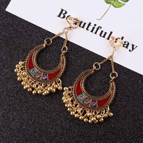 JIOFREE 2018 Fashion 3 color Boho Clip on Earrings For Women Jewelry Vintage Long Earrings Bohemian Clip Earrings bijoux
