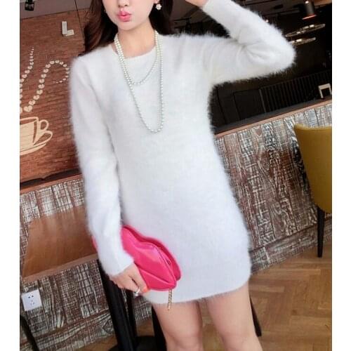 2019 New Arrival 100% Pure Mink Cashmere Fur Sweater Dress Real True Mink Cashmere Pullovers Genuine Dress TBFP868