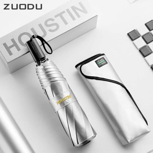 ZUODU Luxury Folding Umbrella Women UV Protection Sun Rain Small Parasol Pocket Sliver Coating Windproof Travel High Quality G5G
