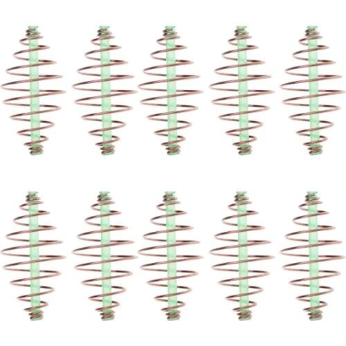 10 Pieces Carp Fishing Spring Feeder Coarse Fishing Bait Cage Terminal Tackle Thrower Coil Inline Method Feeder 3.5x1.8 cm