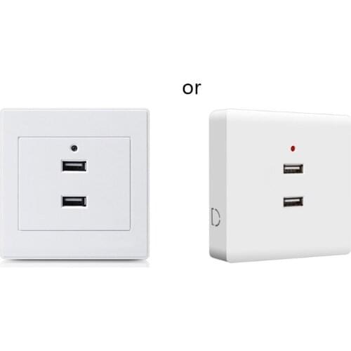 2/4 Ports USB Electrical Socket Wall Mounting Charger Station Power Adapter Plug