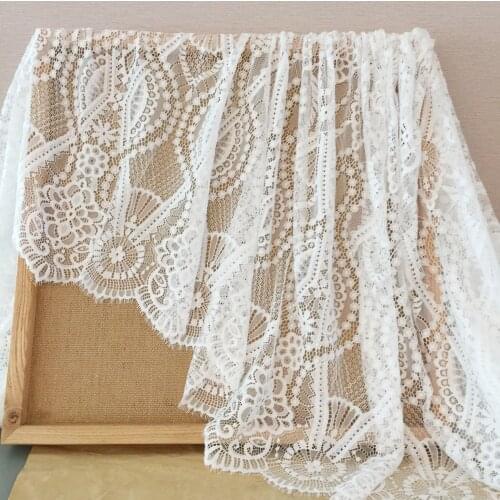 3 Meters Quality Soft Chantilly Eyelash Lace Fabric in Off White Retro Floral Embroidery Wedding Gown Dress Lace Fabric