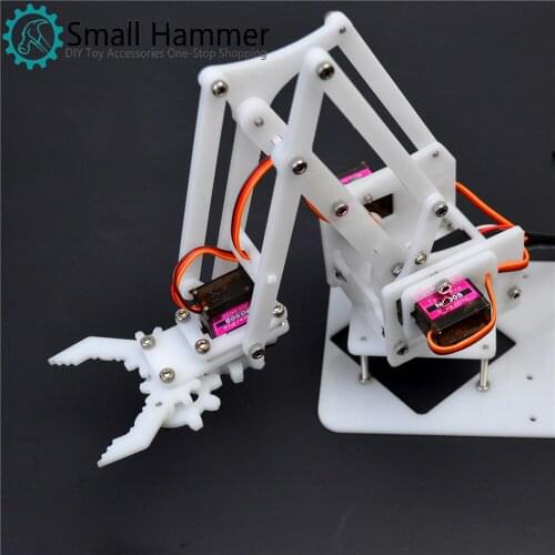 4 degrees of freedom acrylic assembled robotic arm white mg90s robot arduino DIY maker learning kit