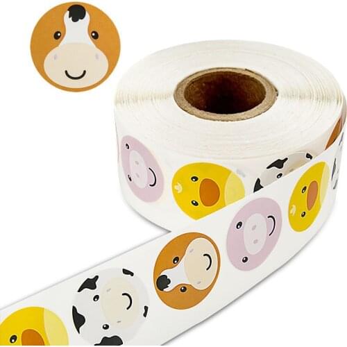 4 Animals Reward Stickers 500 Labels Per Roll Cute Stickers for Adhesive Sticker Scrapbooking Children DIY Decor Stickers