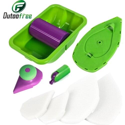 4pcs Multifunctional Paint Runner Roller Sponges Wall Paint Roller Tray Household Wall Painting Brush Paint Pad