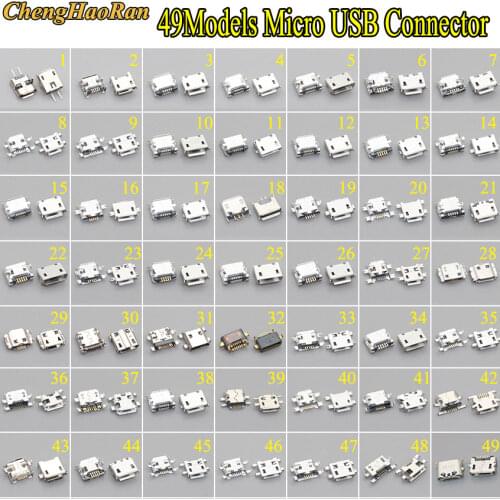 49models Mini Micro USB connector jack Charging port socket power v8 plug For Samsung Lenovo Sony Huawei JBL mobile phone tablet