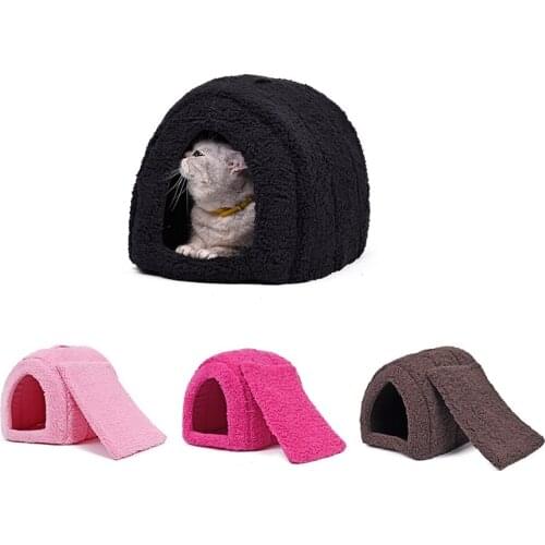 Pet Bed 5 Colors Cotton Dog Cat Bed Kitten Cave Warm House Soft Home Pet Bed Cute Nest For Puppy Indoor Outdoor Pet Sleeping Bed