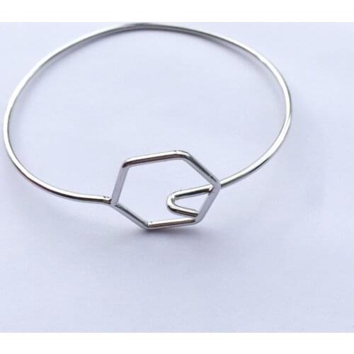 5pcs/lot Simple Fashion Bangles, Can Open And DIY With Pendants Charms Hexagonal Bangle, 1.5mm Fine Tiny Bracelet