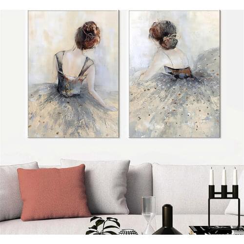 Abstract Girl Wall Posters And Prints Dancing Woman Ballet Canvas Painting Wedding Wall Art Poster Pictures Living Room Decor