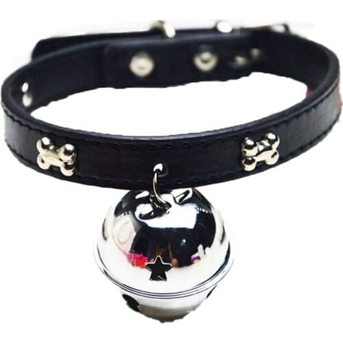 Dog Accessories Dog Collar Golden Or Silver Good-Looking PU Leather Dog Bone Fashion