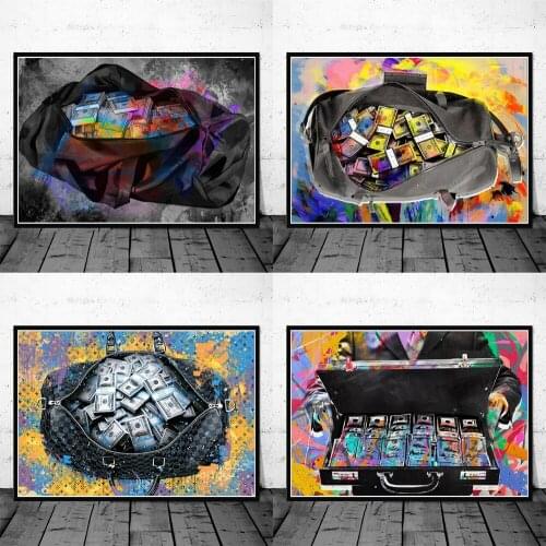 Watercolour Money Bag Fashion Art Painting Decoration On The Canvas Prints Dollar Wall Poster Picture For Living Room Home Decor
