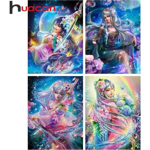 Huacan 5D DIY Diamond Embroidery Fairy Full Diamond Painting Mosaic Cross Stitch Portrait Home Decor Gift