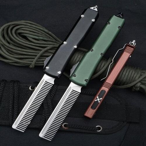OTF comb knife utx-85 Automatic MT knife CNC process high-end aluminum handle 100%D2 blade auto pocket tools EDC hunting tool