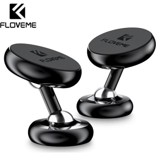 FLOVEME Metal Adjustable Stand Double 360 Rotation Ball Mini Magnetic Car Phone Holder Dashboard Mount Bracket Holder For Phone