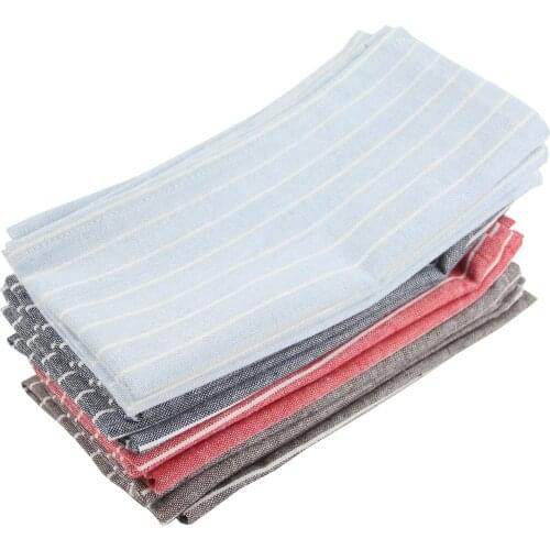 White Striped 17x17inch Cloth Napkins Set of 12 cotton linen Napkins dining table Napkins