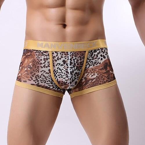 Men Boxers Luxury Leopard Print Boxers Stretch Men Sexy Under Wear Men Interior Underpants Boxer Mens Low Waist Underwear Homme