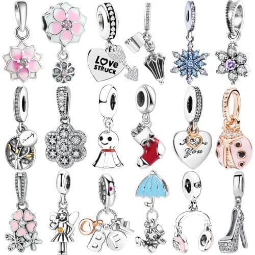 Flower s925 Sterling Silver Charms Pendant European Bead Fit Original Charms Bracelet Chain Girl Women Jewelry Gift Making