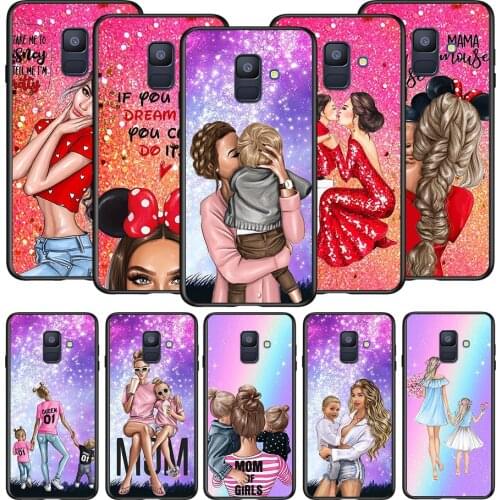 Super Hot Mom Baby Girl For Samsung Galaxy A8 A9 A7 A750 A6 A5 A3 A6S A8S Star Plus 2016 2017 2018 Black Soft Phone Case
