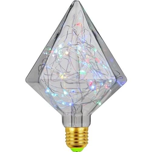 Diamond RGB E27 Bombilla Led Copper Wire String Light Retro Edison LED Bulb 110V 220V Glass Lamp For home bar holiday party