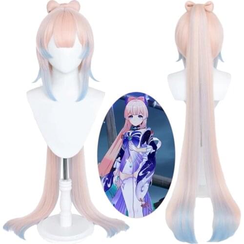 Game Genshin Impact Sangonomiya Kokomi Long Wig Cosplay Costume Heat Resistant Synthetic Hair Women Carnival Party Wigs